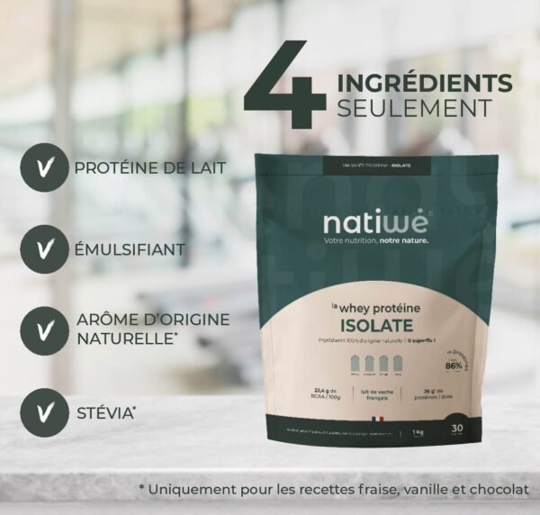 Whey protéine Isolate - seulement 4 ingrédients - Natiwé