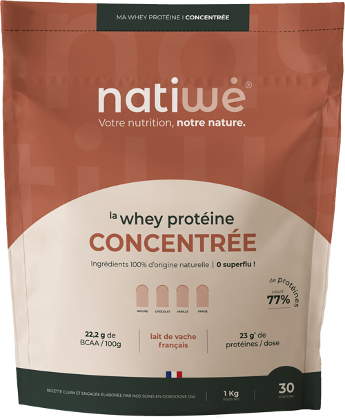 Whey Natiwé - la concentrée - 70% de protéine - économique et naturelle